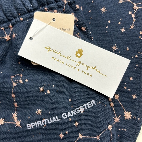 Spiritual Gangster Navy Laguna Sweatpants w/ Zodiac Constellation Design, Sz XS - Picture 5 of 8
